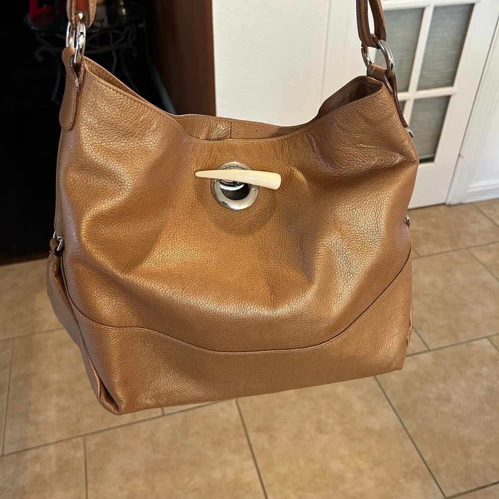 Large Paolo Masi Soft Leather Shoulder Bag. Made in Italy